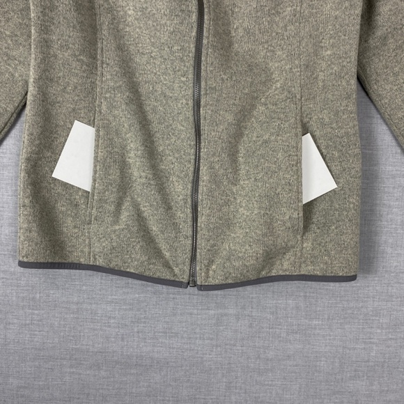 L.L. Bean Sweater Knit Fleece Jacket Womens Small Reg Tan Zipper Up Pockets - Picture 4 of 11